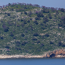 THASOPOULA ISLAND, GREECE - APRIL 5, 2016:  Panorama of Thasopoula Island, East Macedonia and Thrace, Greece