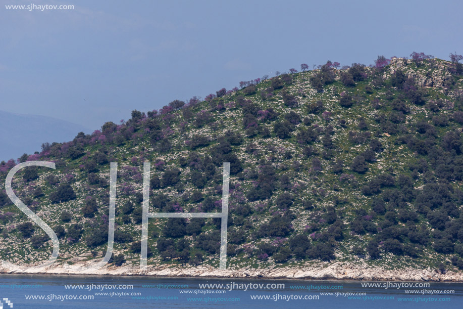 THASOPOULA ISLAND, GREECE - APRIL 5, 2016:  Panorama of Thasopoula Island, East Macedonia and Thrace, Greece