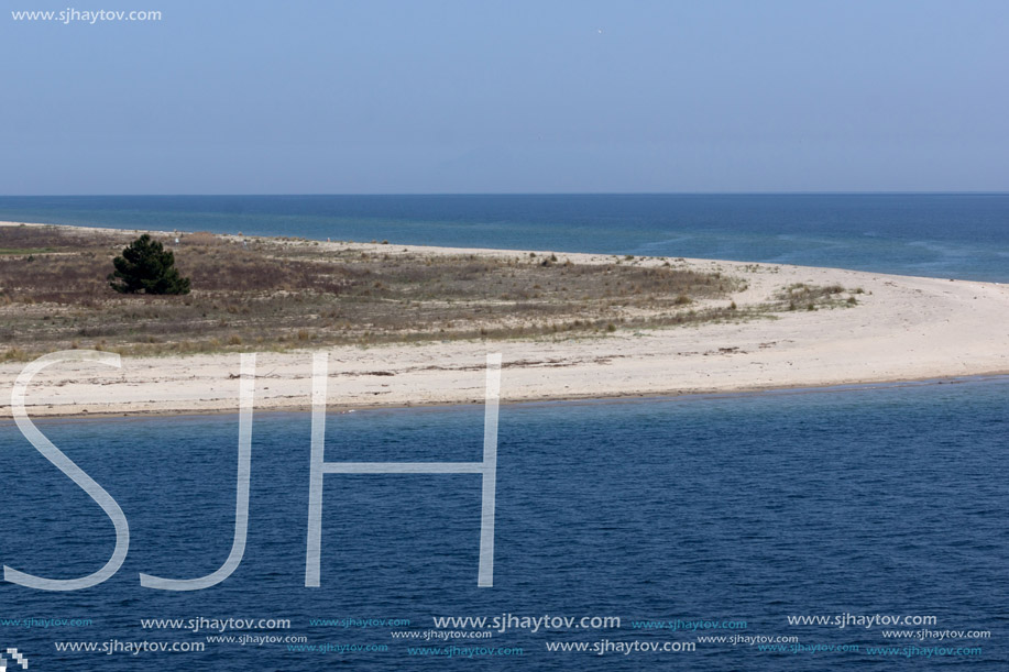 KERAMOTI, GREECE - APRIL 5, 2016:  Amazing view of beach of village of Keramoti, East Macedonia and Thrace, Greece