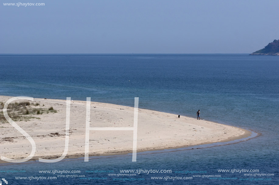 KERAMOTI, GREECE - APRIL 5, 2016:  Amazing view of beach of village of Keramoti, East Macedonia and Thrace, Greece