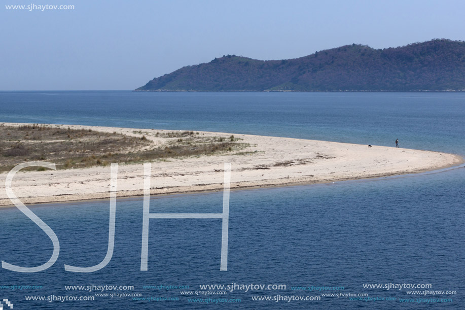 KERAMOTI, GREECE - APRIL 5, 2016:  Amazing view of beach of village of Keramoti, East Macedonia and Thrace, Greece