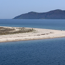 KERAMOTI, GREECE - APRIL 5, 2016:  Amazing view of beach of village of Keramoti, East Macedonia and Thrace, Greece