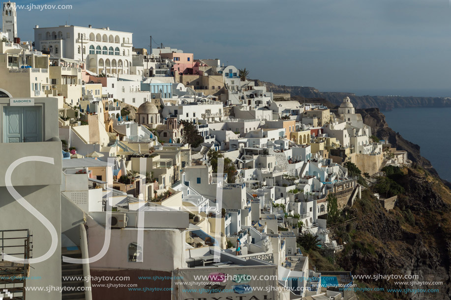 SANTORINI, GREECE - MAY 5, 2013: Panoramic view of Santorini island, Thira, Cyclades, Greece