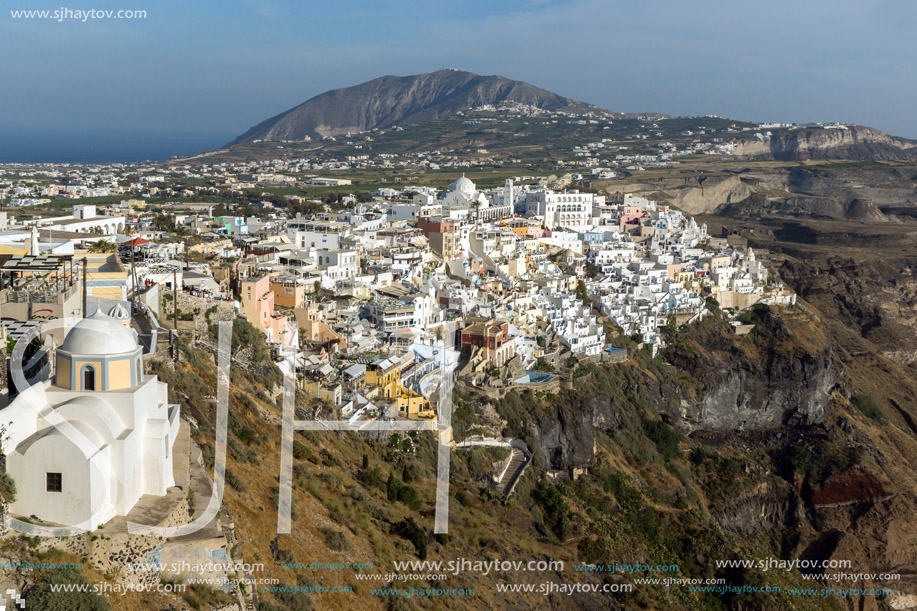 SANTORINI, GREECE - MAY 5, 2013: Panoramic view of Santorini island, Thira, Cyclades, Greece