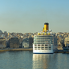 PIRAEUS, GREECE - APRIL 30, 2013: Port of city of Piraeus, Athens, Attica, Greece