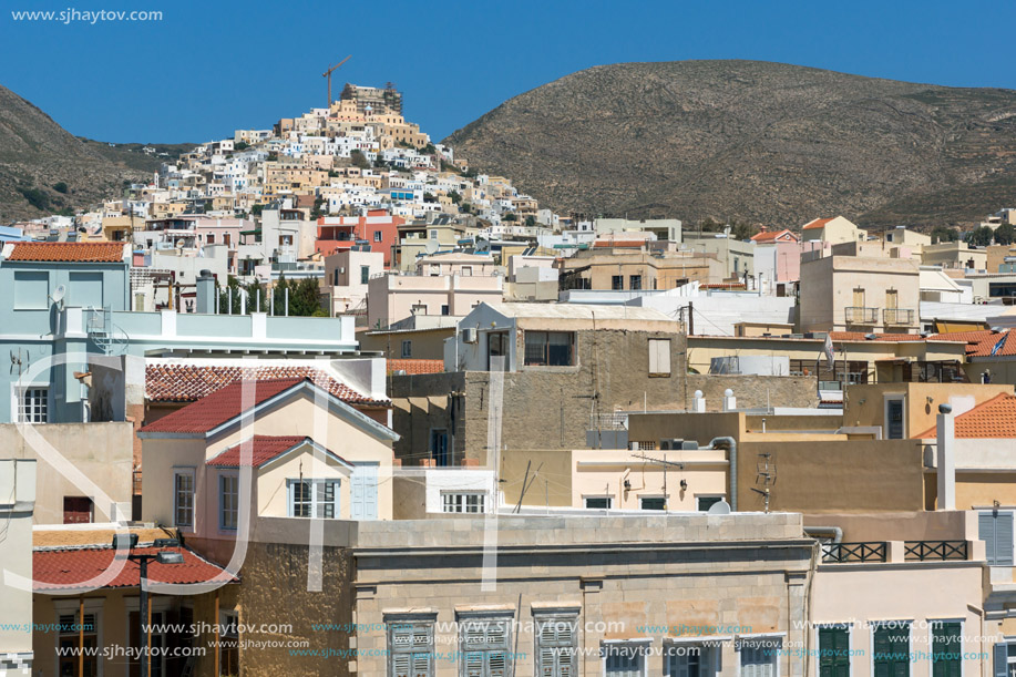 SYROS, GREECE - APRIL 30, 2013: Panoramic view to City of Ermopoli, Syros, Cyclades Islands, Greece