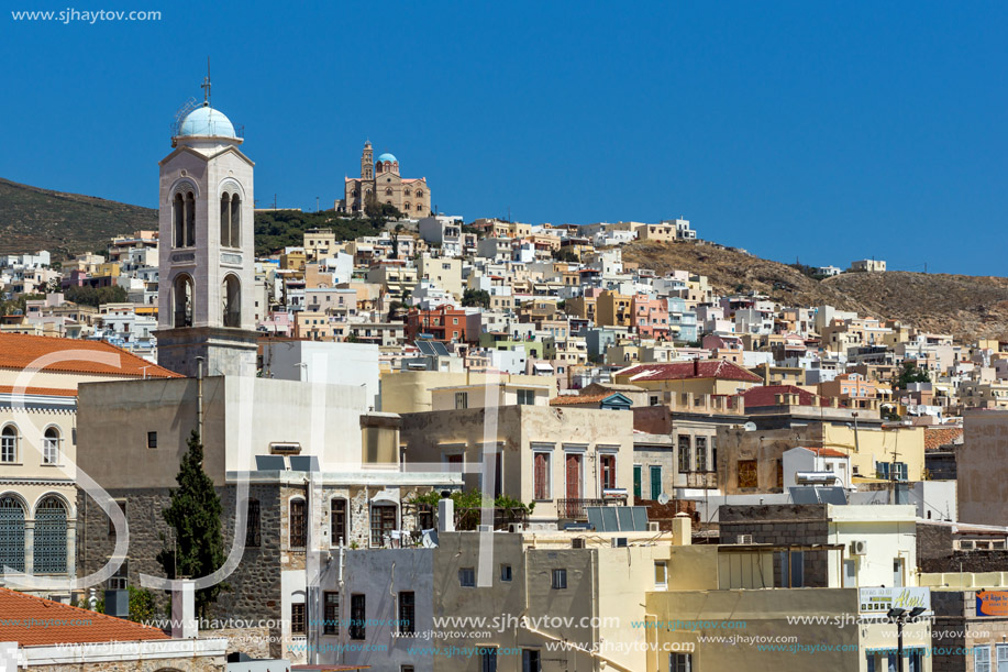 SYROS, GREECE - APRIL 30, 2013: Panoramic view to City of Ermopoli, Syros, Cyclades Islands, Greece