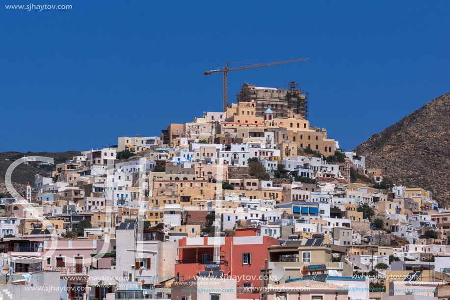 SYROS, GREECE - APRIL 30, 2013: Panoramic view to City of Ermopoli, Syros, Cyclades Islands, Greece