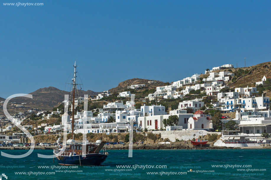 MYKONOS, GREECE - MAY 1, 2013: Port on the island of Mykonos, Cyclades, Greece