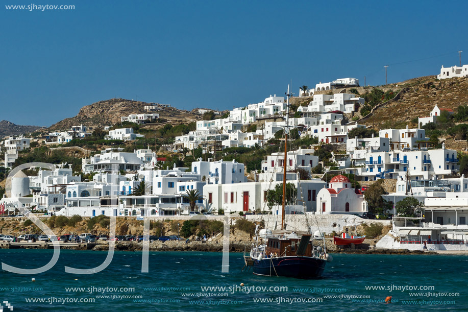 MYKONOS, GREECE - MAY 1, 2013: Port on the island of Mykonos, Cyclades, Greece