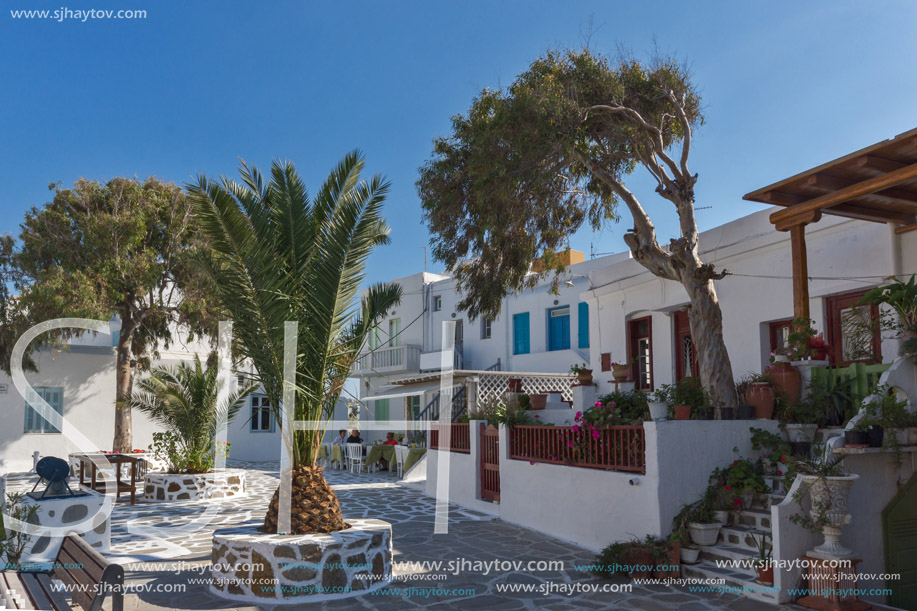 MYKONOS, GREECE - MAY 1, 2013: Typical street on the island of Mykonos, Cyclades, Greece