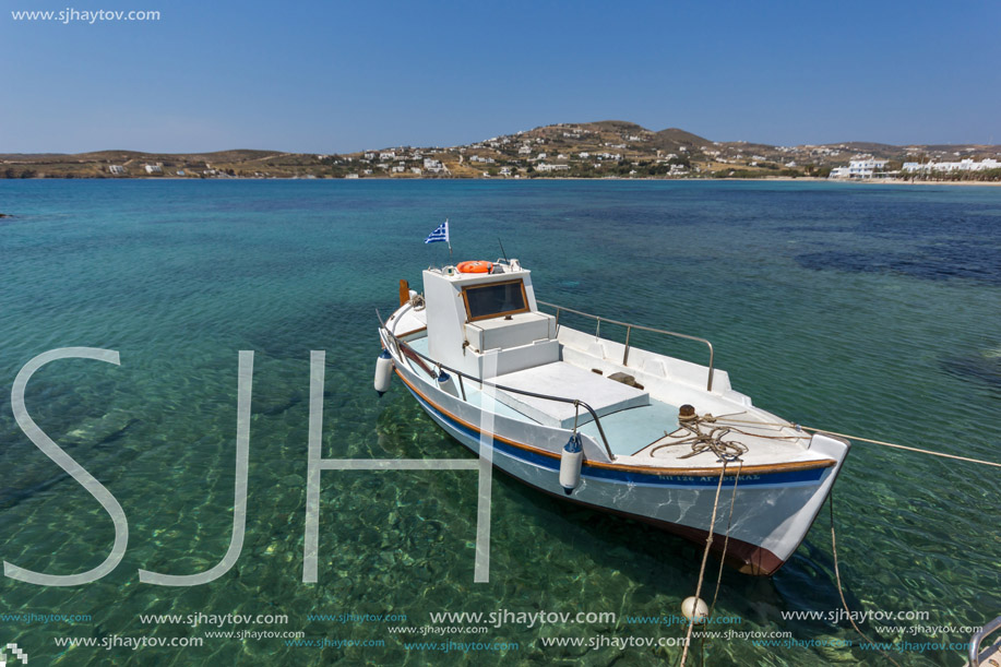 PAROS, GREECE - MAY 3, 2013: Port of town of Parakia, Paros island, Cyclades, Greece