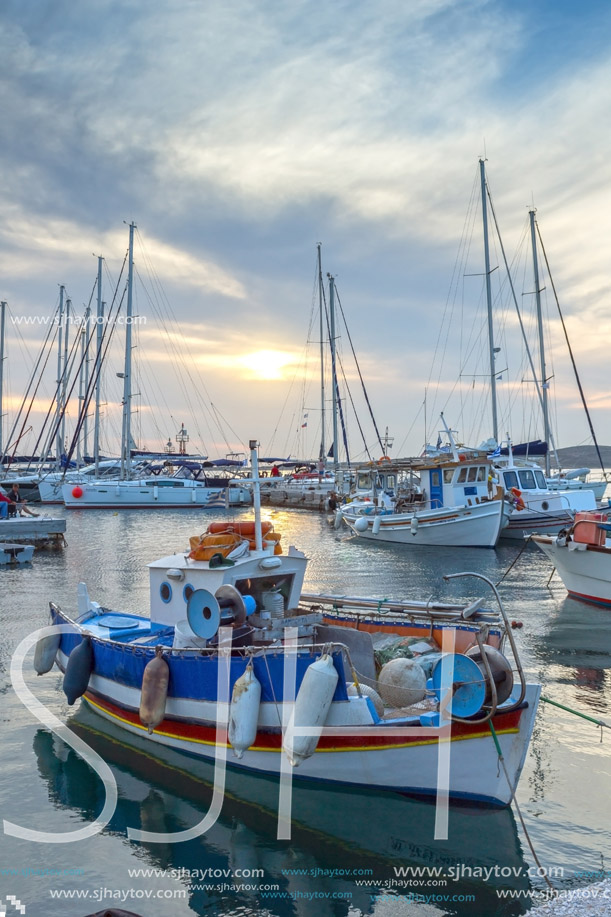 PAROS, GREECE - MAY 3, 2013: Port of town of Parakia, Paros island, Cyclades, Greece