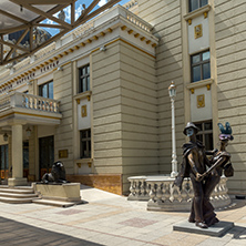 SKOPJE, REPUBLIC OF MACEDONIA - 13 MAY 2017: Macedonian National Theater in city of  Skopje, Republic of Macedonia