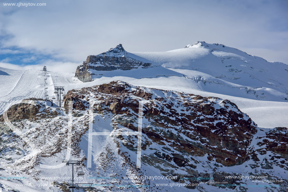 Amazing winter view of Alps from Matterhorn Glacier Paradise, Switzerland