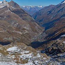 Amazing panorama from matterhorn glacier paradise to Zermatt, Alps, Switzerland