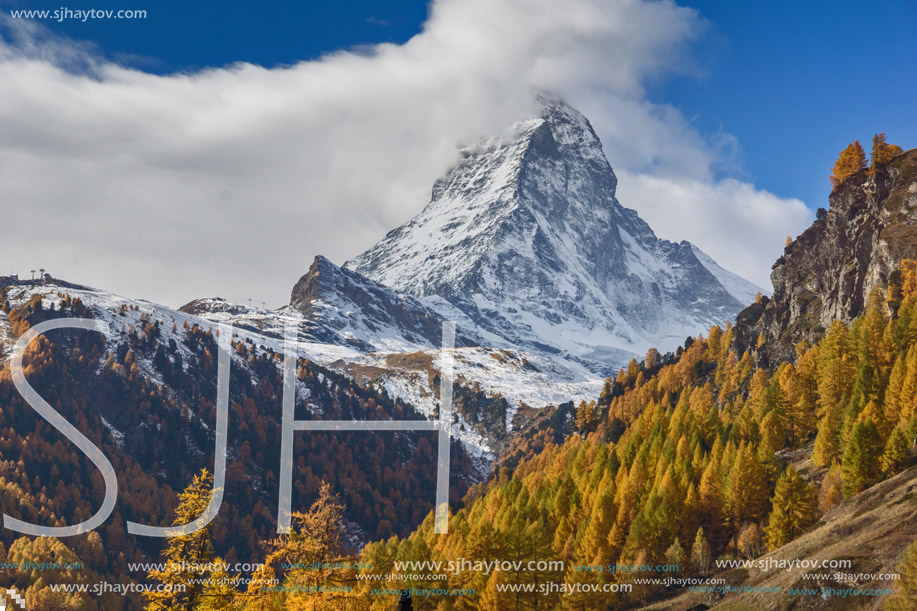 Amazing view of mount Matterhorn from Zermatt, Alps, Switzerland