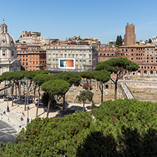 ROME, ITALY - JUNE 23, 2017:  Panoramic view of City of Rome from the roof of  Altar of the Fatherland, Italy