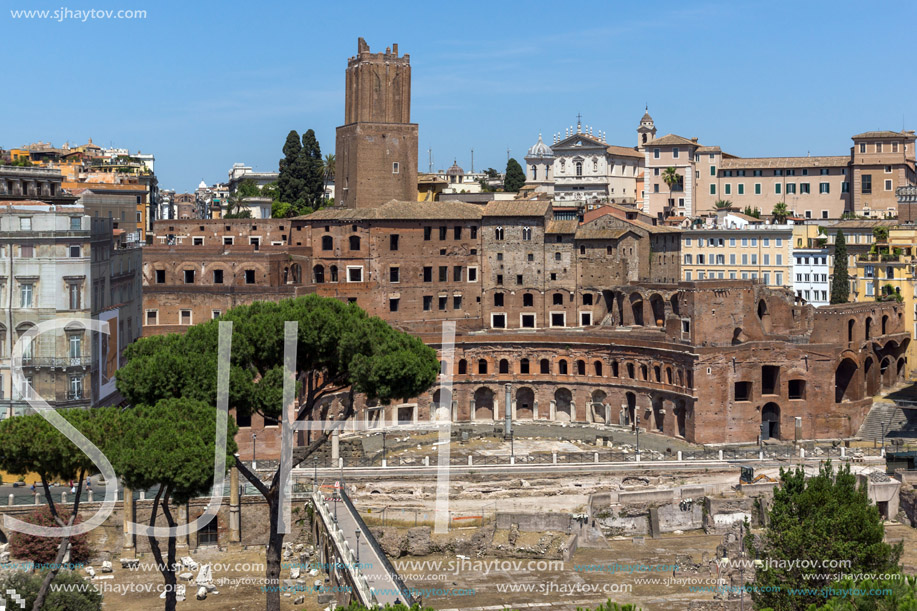 ROME, ITALY - JUNE 23, 2017:  Panoramic view of City of Rome from the roof of  Altar of the Fatherland, Italy