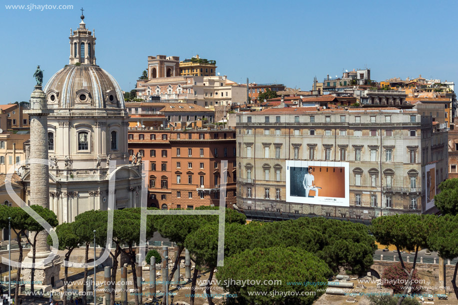 ROME, ITALY - JUNE 23, 2017:  Panoramic view of City of Rome from the roof of  Altar of the Fatherland, Italy