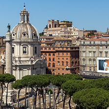 ROME, ITALY - JUNE 23, 2017:  Panoramic view of City of Rome from the roof of  Altar of the Fatherland, Italy