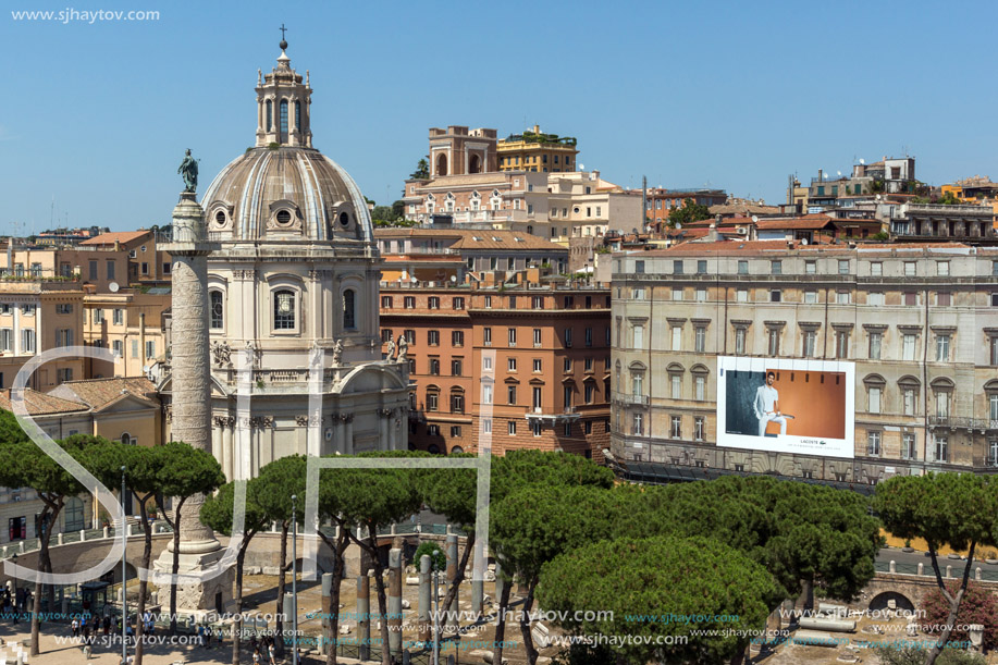 ROME, ITALY - JUNE 23, 2017:  Panoramic view of City of Rome from the roof of  Altar of the Fatherland, Italy