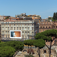 ROME, ITALY - JUNE 23, 2017:  Panoramic view of City of Rome from the roof of  Altar of the Fatherland, Italy