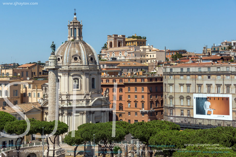 ROME, ITALY - JUNE 23, 2017:  Panoramic view of City of Rome from the roof of  Altar of the Fatherland, Italy