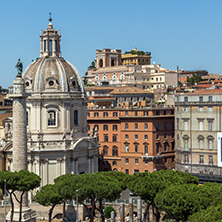 ROME, ITALY - JUNE 23, 2017:  Panoramic view of City of Rome from the roof of  Altar of the Fatherland, Italy