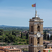 ROME, ITALY - JUNE 23, 2017:  Panoramic view of City of Rome from the roof of  Altar of the Fatherland, Italy