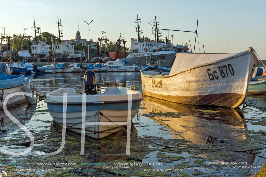 SOZOPOL, BULGARIA - JULY 10, 2016:  Amazing Sunset at the port of Sozopol, Burgas Region, Bulgaria