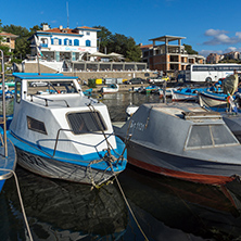 SOZOPOL, BULGARIA - JULY 12, 2016: Amazing Panorama of port of town of Sozopol, Burgas Region, Bulgaria