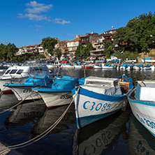 SOZOPOL, BULGARIA - JULY 12, 2016: Amazing Panorama of port of town of Sozopol, Burgas Region, Bulgaria