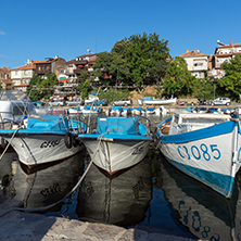 SOZOPOL, BULGARIA - JULY 12, 2016: Amazing Panorama of port of town of Sozopol, Burgas Region, Bulgaria