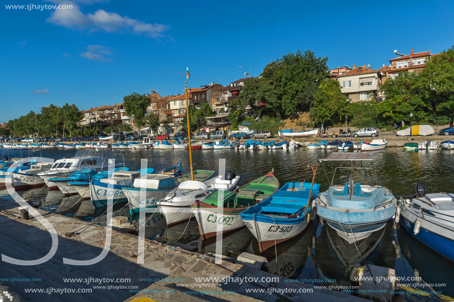 SOZOPOL, BULGARIA - JULY 12, 2016: Amazing Panorama of port of town of Sozopol, Burgas Region, Bulgaria