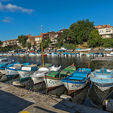 SOZOPOL, BULGARIA - JULY 12, 2016: Amazing Panorama of port of town of Sozopol, Burgas Region, Bulgaria