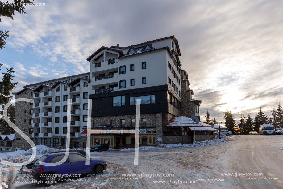 PAMPOROVO, BULGARIA - JANUARY 20, 2013: Winter view of Ski resort Pamporovo in Rhodope, Mountains Smolyan Region, Bulgaria