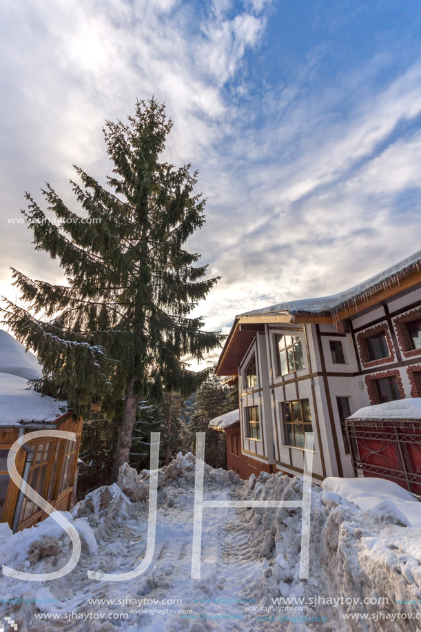 PAMPOROVO, BULGARIA - JANUARY 20, 2013: Winter view of Ski resort Pamporovo in Rhodope Mountains, Smolyan Region, Bulgaria