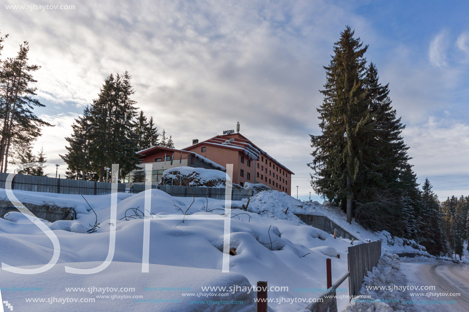 PAMPOROVO, BULGARIA - JANUARY 20, 2013: Winter view of Ski resort Pamporovo in Rhodope Mountains, Smolyan Region, Bulgaria