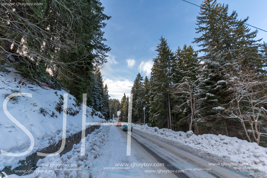 PAMPOROVO, BULGARIA - JANUARY 20, 2013: Winter view of Ski resort Pamporovo in Rhodope, Mountains, Smolyan Region, Bulgaria