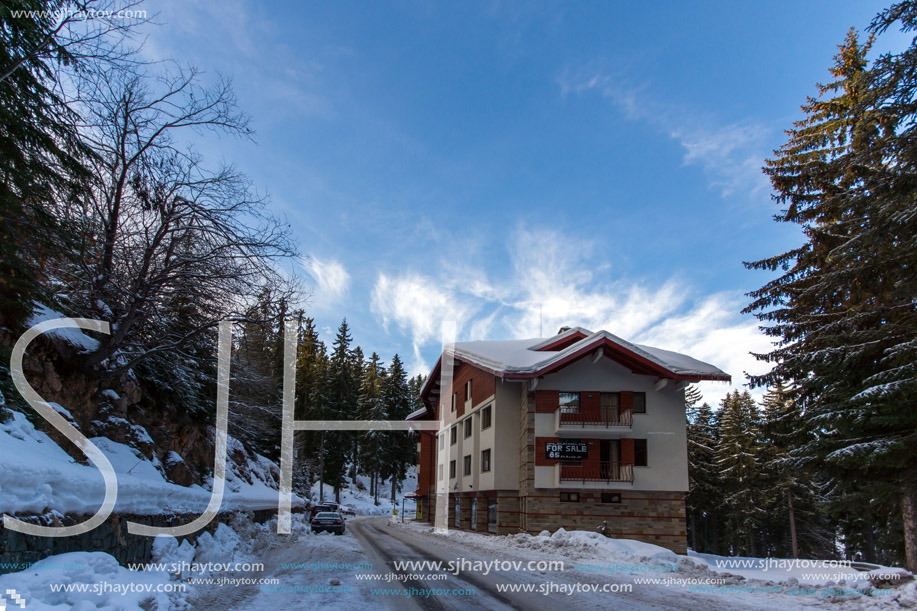 PAMPOROVO, BULGARIA - JANUARY 20, 2013: Winter view of Ski resort Pamporovo in Rhodope, Mountains, Smolyan Region, Bulgaria