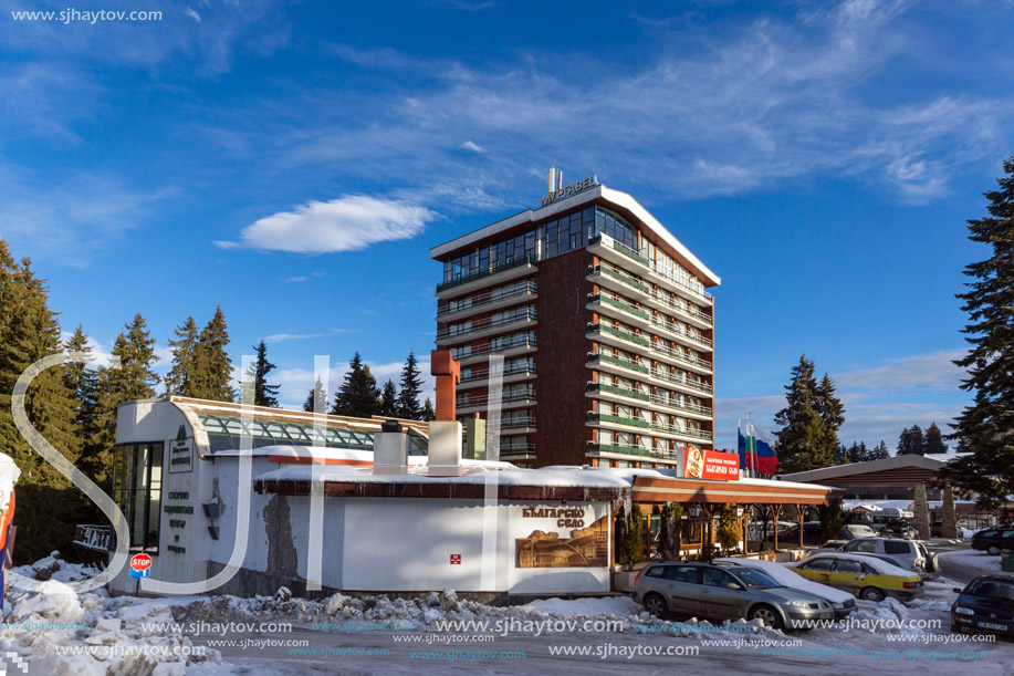 PAMPOROVO, BULGARIA - JANUARY 20, 2013: Winter view of Ski resort Pamporovo in Rhodope Mountains, Smolyan Region, Bulgaria