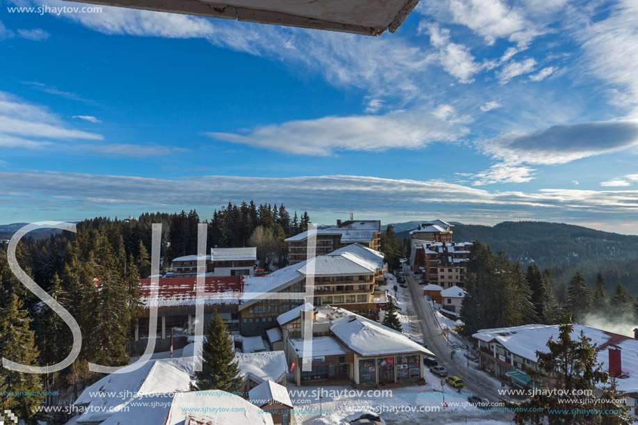 PAMPOROVO, BULGARIA - JANUARY 20, 2013: Winter view of Ski resort Pamporovo in Rhodope  Mountains, Smolyan Region, Bulgaria