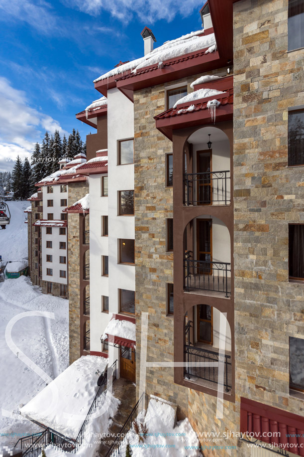 PAMPOROVO, BULGARIA - JANUARY 20, 2013: Winter view of Ski resort Pamporovo in Rhodope Mountains, Smolyan Region, Bulgaria