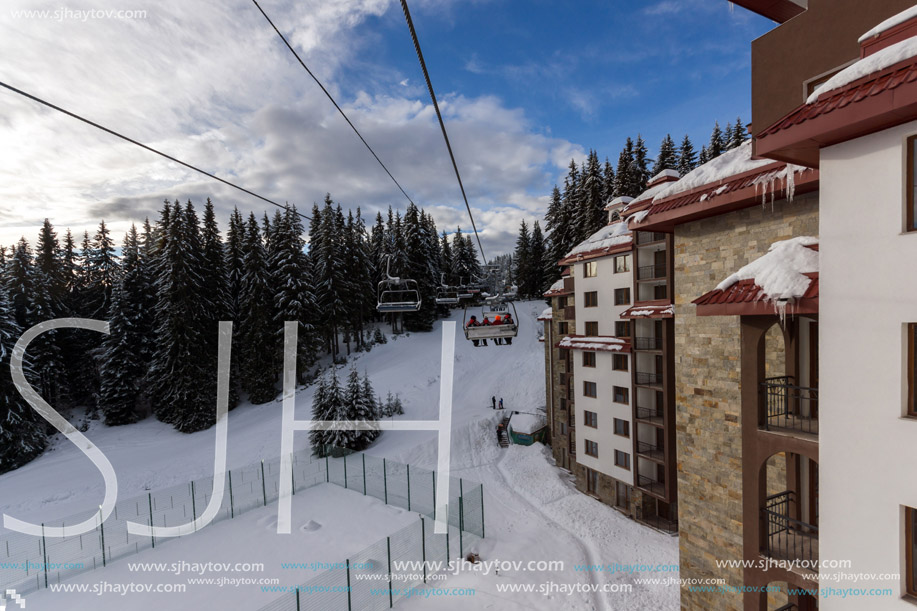 PAMPOROVO, BULGARIA - JANUARY 20, 2013: Winter view of Ski resort Pamporovo in Rhodope Mountains, Smolyan Region, Bulgaria