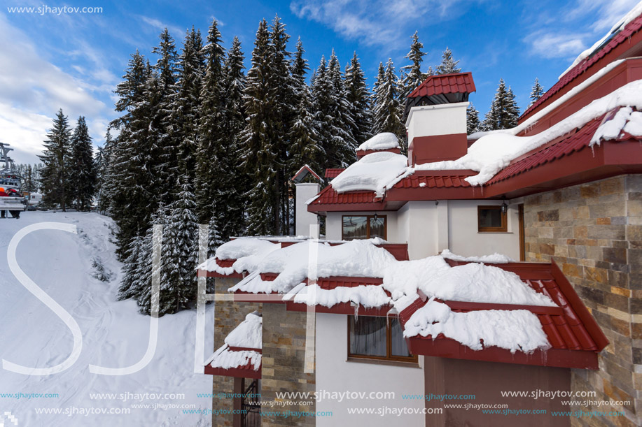 PAMPOROVO, BULGARIA - JANUARY 20, 2013: Winter view of Ski resort Pamporovo in Rhodope Mountains, Smolyan Region, Bulgaria
