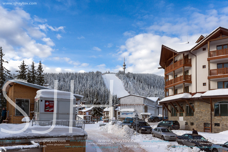 PAMPOROVO, BULGARIA - JANUARY 20, 2013: Winter view of Ski resort Pamporovo in Rhodope Mountains, Smolyan Region, Bulgaria