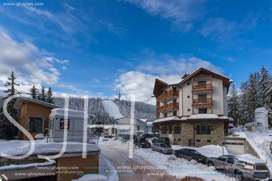 PAMPOROVO, BULGARIA - JANUARY 20, 2013: Winter view of Ski resort Pamporovo in Rhodope Mountains, Smolyan Region, Bulgaria