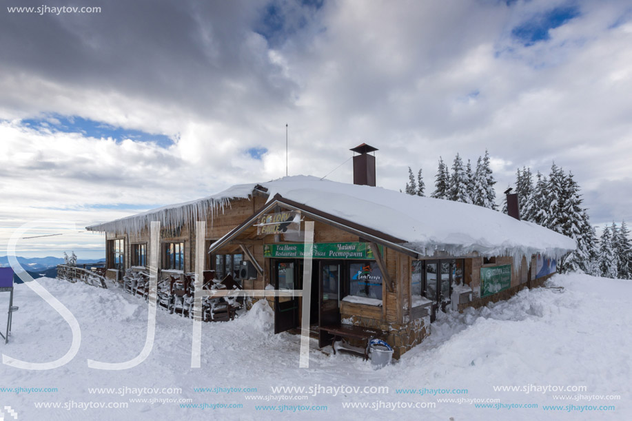 PAMPOROVO, BULGARIA - JANUARY 20, 2013: Winter view of Ski resort Pamporovo in Rhodope Mountains, Smolyan Region, Bulgaria