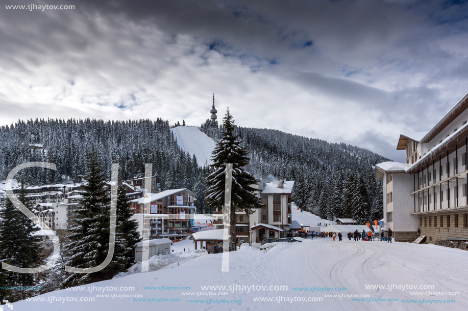 PAMPOROVO, BULGARIA - JANUARY 20, 2013: Winter view of Ski resort Pamporovo in Rhodope Mountains, Smolyan Region, Bulgaria